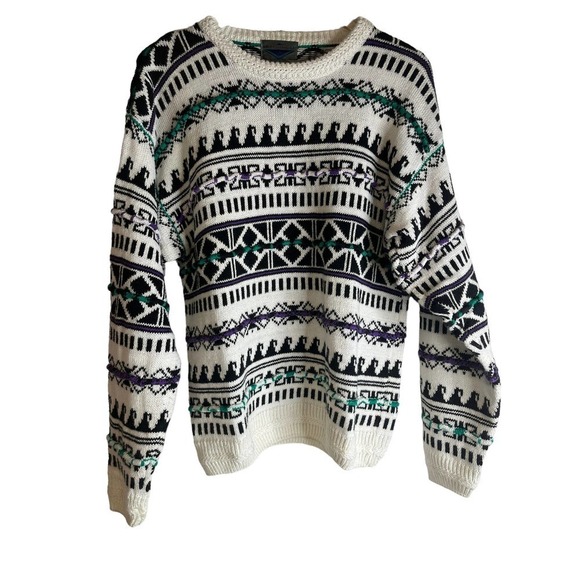 Vintage Etchings 1990's Oversized Boyfriend Grandpa Coogi Sweater Size Medium - Picture 6 of 7